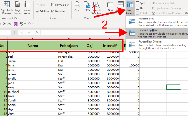 Cara Praktis Freeze Kolom Di Excel Untuk Tetap Pada Tempatnya! 1 cara praktis freeze kolom di excel untuk tetap pada tempatnya