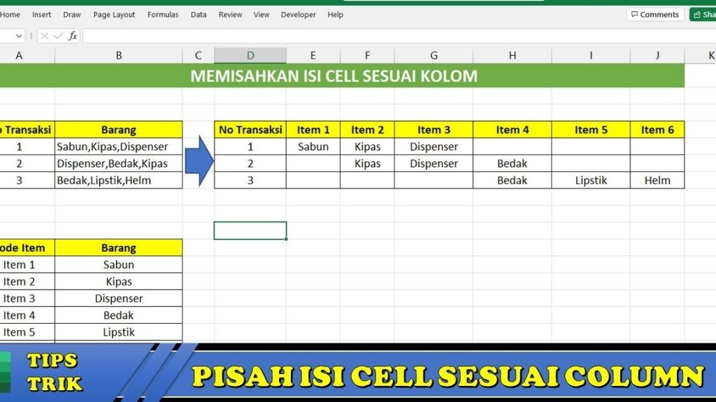 memisahkan data bagaimana cara efisien di excel