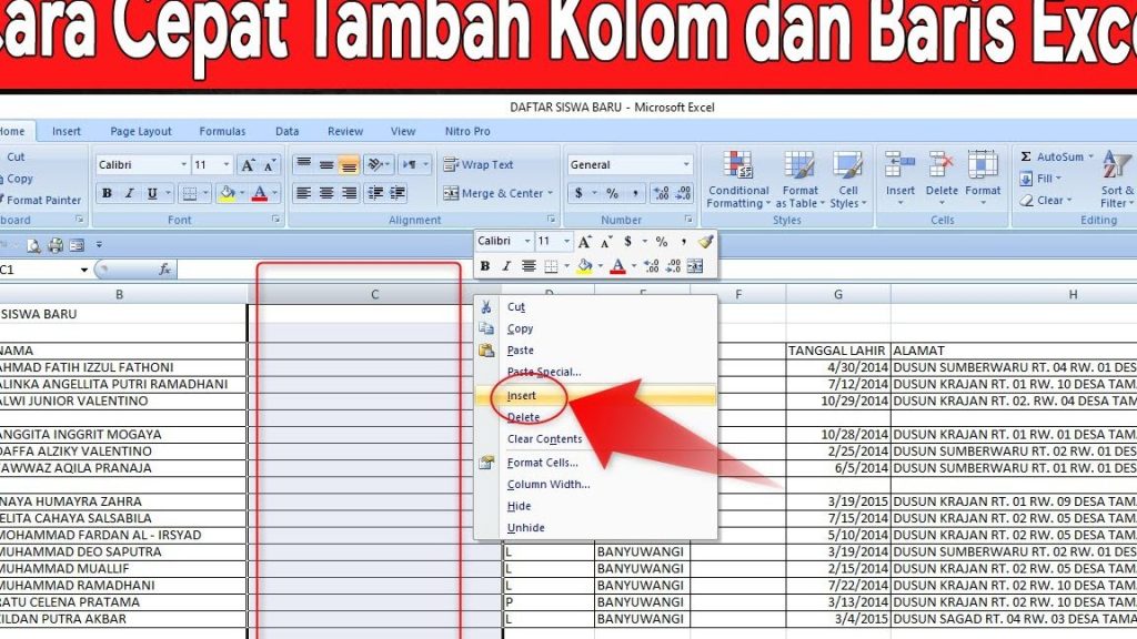 Panduan Cepat Menambah Kolom Di Excel Untuk Pemula! 1 panduan cepat menambah kolom di excel untuk pemula