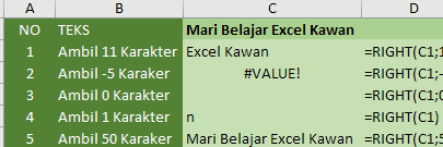 Pilih Kata Di Ujung Dengan Rumus RIGHT Di Excel! 1 pilih kata di ujung dengan rumus right di