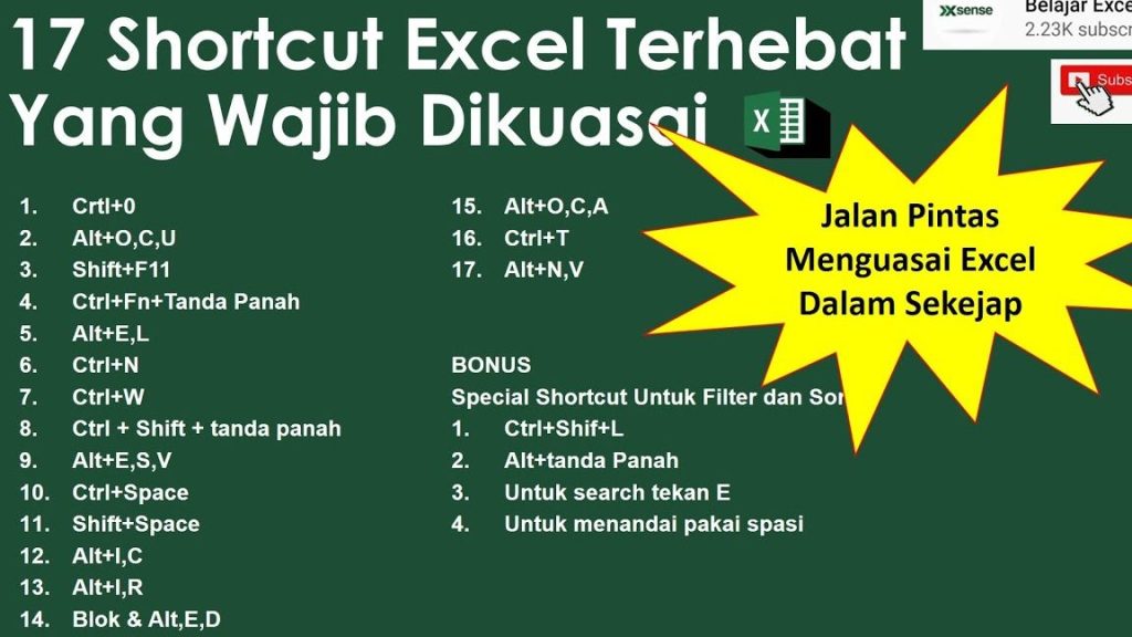 simpan excel shortcut tombol yang harus diketahui