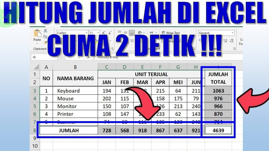 Total Keseluruhan Di Excel: Rumus Untuk Kalkulasi Cepat! 1 total keseluruhan di excel rumus untuk kalkulasi cepat