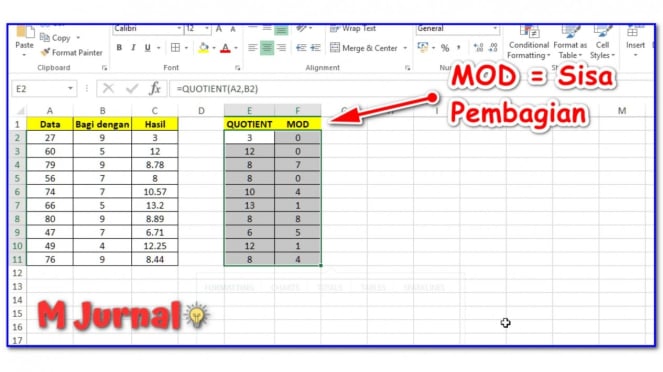 Pembagian Otomatis Di Excel Dengan Rumus Ini! 9 629417e406703 pembagian excel menggunakan fungsi mod 663 372