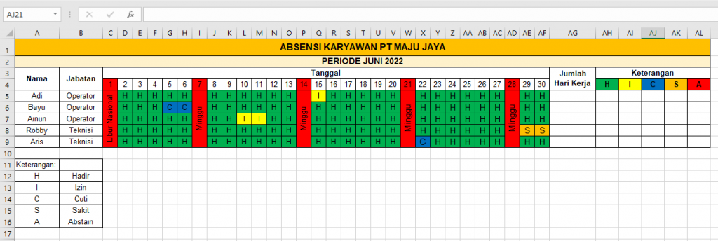 Buat Absensi Karyawan Di Excel Dengan Mudah: Tutorial Lengkap! 6 Absensi 8