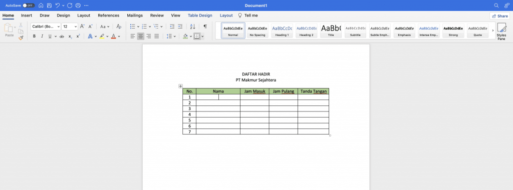 Buat Absensi Karyawan Di Excel Dengan Mudah: Tutorial Lengkap! 9 Cara Membuat Daftar hadir Word 3