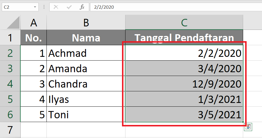 Cara Mengubah Format Tanggal: Excel Untuk Kebutuhan Anda! 8 a.1 Pilih cell yang ingin diubah formatnya sebagai cara mengubah format tanggal di